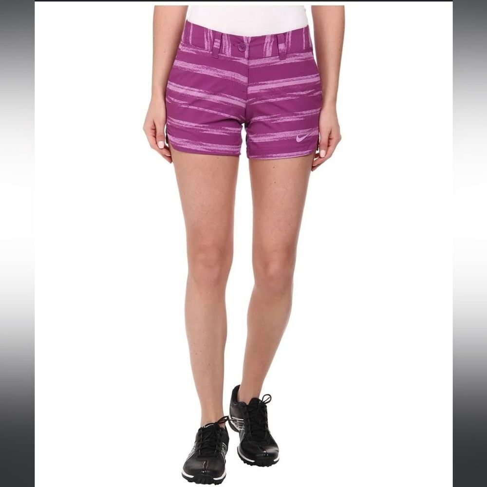 Nike Golf Tour Performance Dry-Fit Women's Athletic Shorts Purple Stripes sz 10